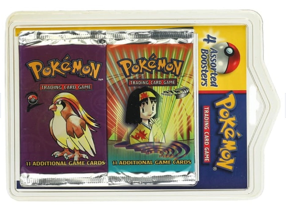 1999-00 Pokemon Factory-Sealed Booster Pack Bundle (4 Packs) - Featuring Fossil, Team Rocket, Gym Heroes, Base Set 2 Booster Packs